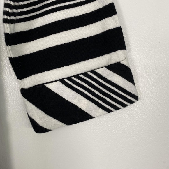 NWT Talbots Shirt Womens MP Petite Black White Stripe Square Neck 3/4 Sleeve Top - Picture 2 of 12